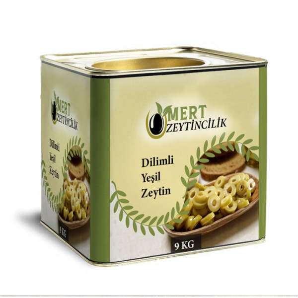 Dilimli Yeşil Zeytin 9 Kg Teneke